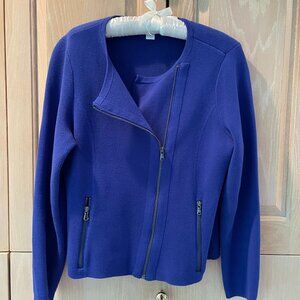 Chico's Cobalt Blue Moto-Style Zip Cardigan Sweater